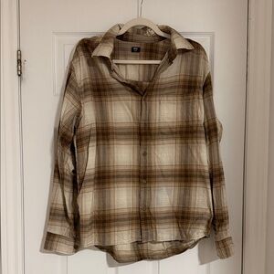 Uniqlo brown tone cotton plaid shirt